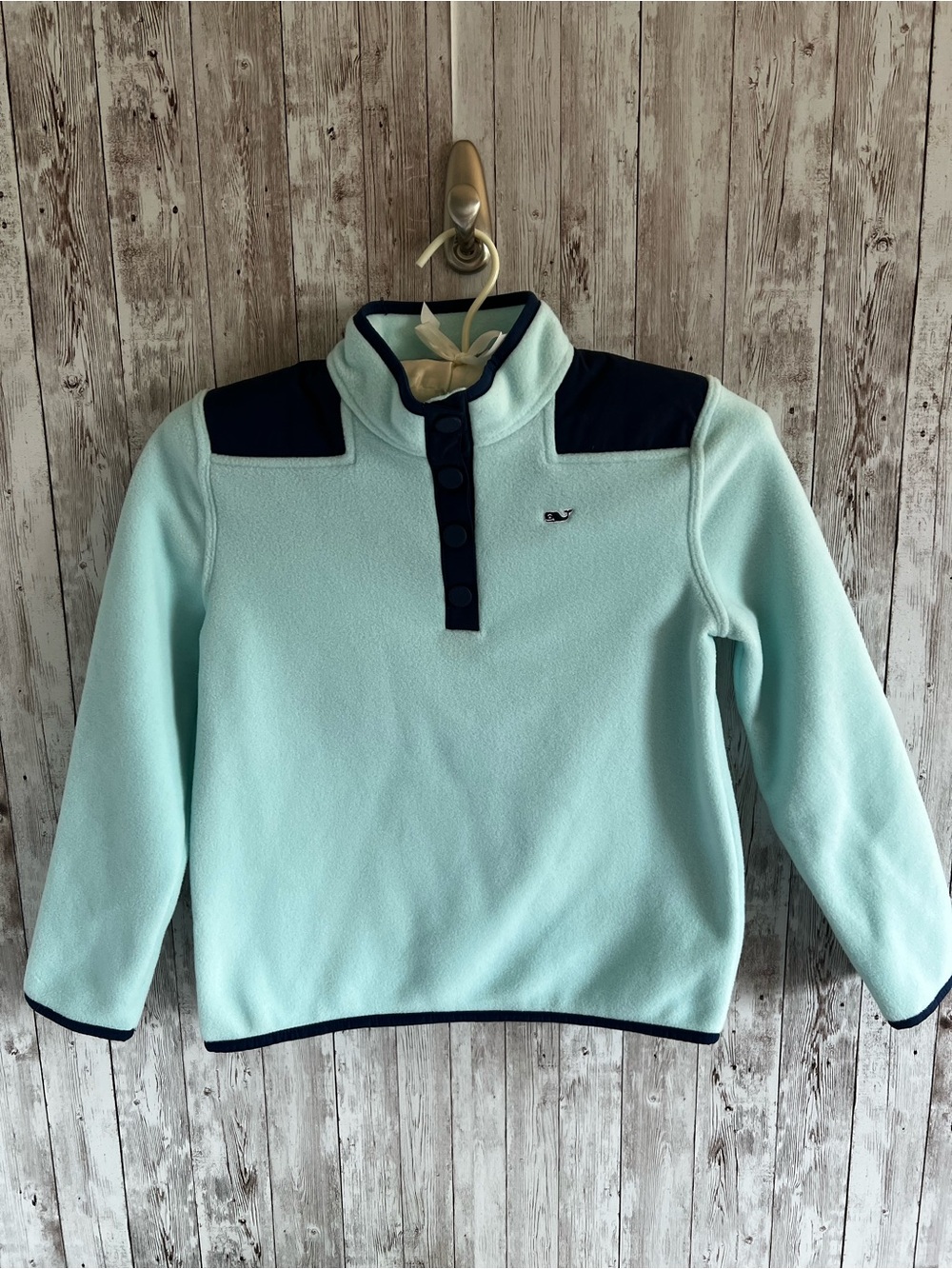 Vineyard Vines Blue Snap Fleece Pullover with Navy Trim NEW Size Small
